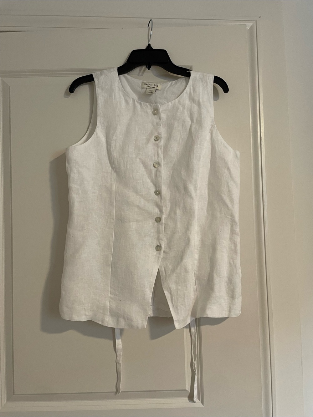 Rachel Zoe White Linen Button-Front Sleeveless Camisole